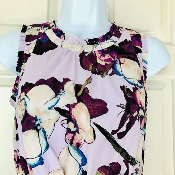 NWOT Banana Republic Sleeveless Lavender Floral Tier Dress - Picture 4 of 13